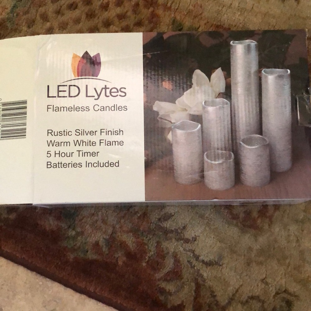 Led Lytes frameless candles rustic silver warm white 5 hour timer batteries inc.